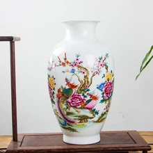 Дизайн Пион и Птица узор тонкая китайская керамическая ваза для цветов фарфоровая ваза Цзиндэчжэнь для домашнего офиса Декор