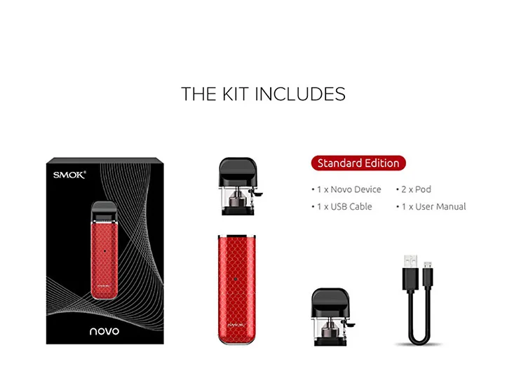 SMOK Novo комплект Cobra Covered Pod Vape Pen kit 450 мАч встроенный аккумулятор 2 мл емкость Pod E cigaretteVS SMOK Novo 2 комплект