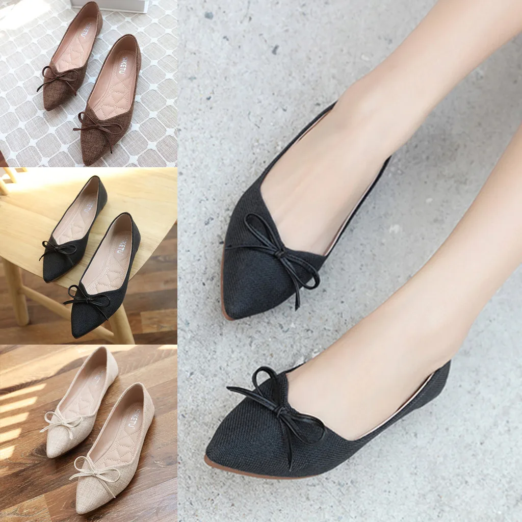 

2019 Women's Pumps New Fashion Spring Summer Shoes Shallow Mouth Bow Soft Bottom Wild Ladies Shoes Lady Wedding Work Party Pump