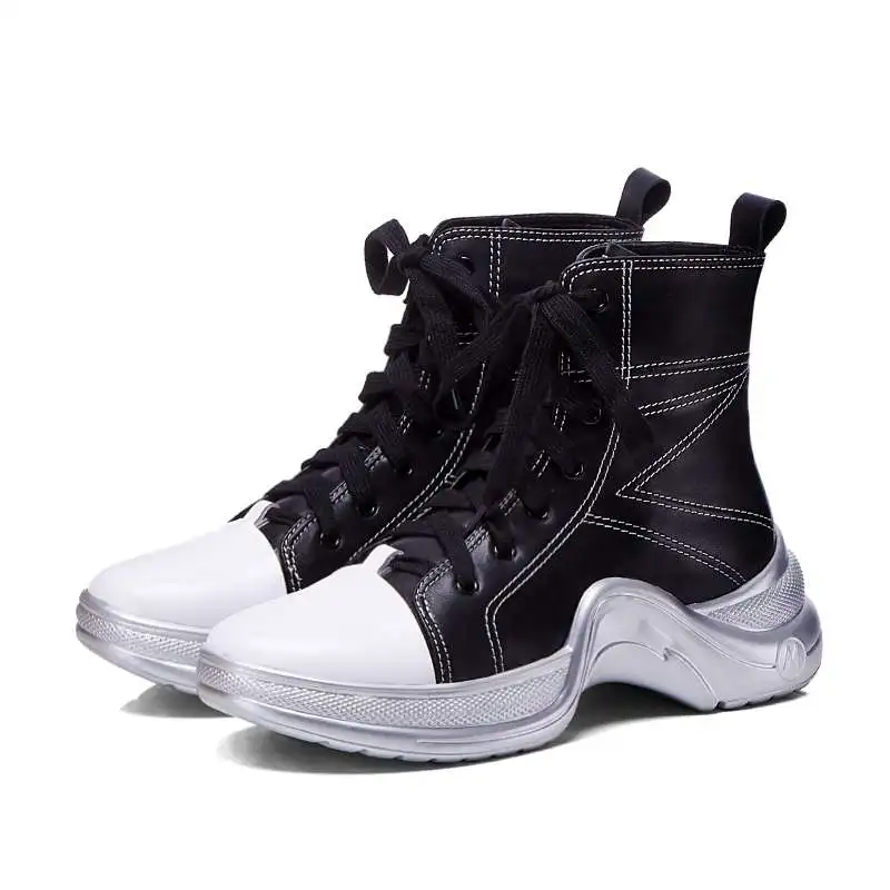 gold Bottom Med Punta Cordón Redonda Natural Marca 2018 Colores Botas Cuero Europa Mezclados Black silver A Bottom Grueso Mano Hechas Occidental Concisa Bottom Inferior L91 pqxYSvg