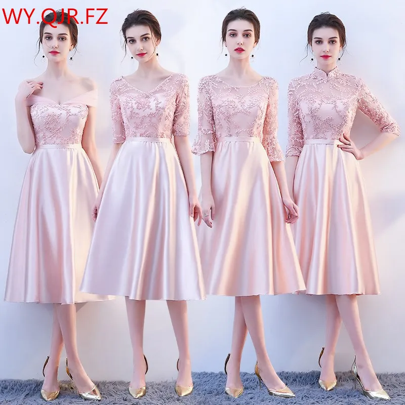 

KBS-025#Medium and long pink lace up Bridesmaid Dresses wedding party prom dress 2023 spring new wholesale cheap Bridal clothing