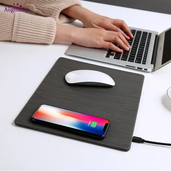2018 Mobile Phone Qi Wireless Charger Charging Mouse Pad Mat PU Leather Mousepad for iPhone X