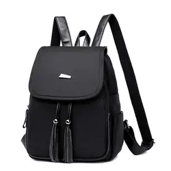 2019 Новая мода кисточкой черный маленький нейлон для женщин рюкзак школьные ранцы обувь для девочек женский плечо дорожная сумка пакет mochila