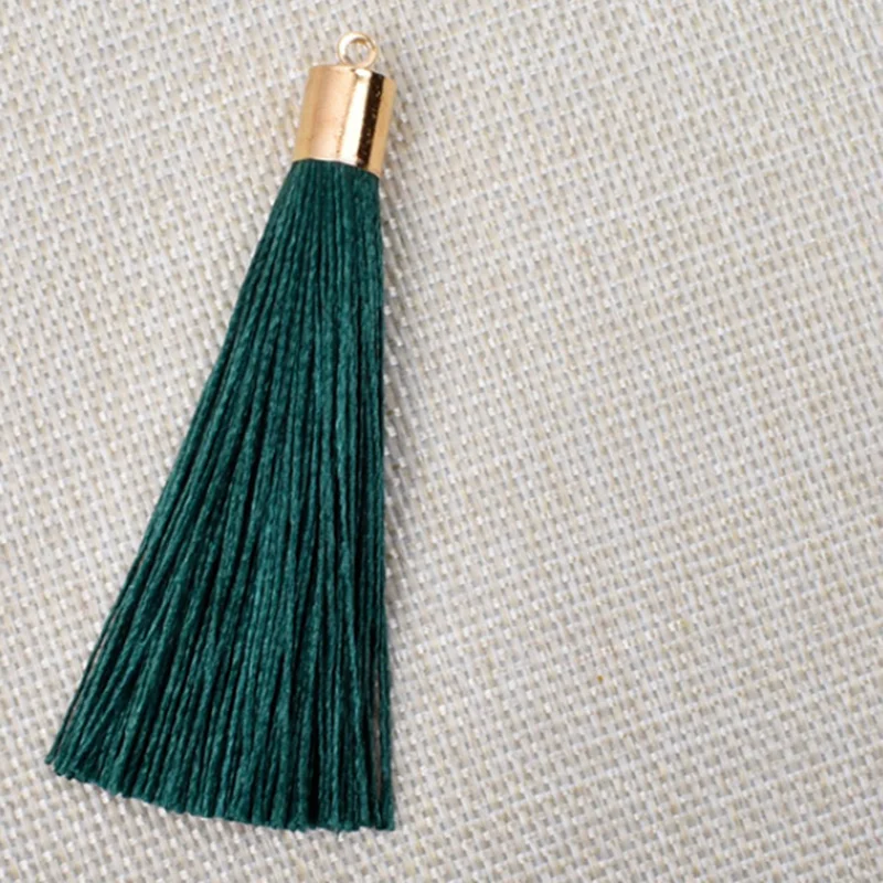 Dark green -10pcs Самодельные Украшения для волос 10 шт. сплав Кепки кисточкой Длинные висячие серьги кулон ювелирные изделия делая аксессуары ремесла 60X8 мм - Цвет: Dark green -10pcs