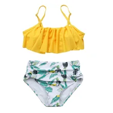 Женский купальник, высокая талия, танкини, Раздельный купальник, с рисунком, с подкладкой, сексуальный, Бразильский бикини, с оборками, пуш-ап, Maillot De Dain#30