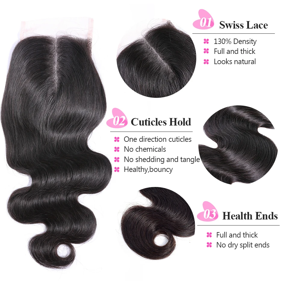 Body Wave Human Hair Bundles With Closure ISEE HAIR Body Wave Bundles With Closure Brazilian Hair Weave Bundles With Closure