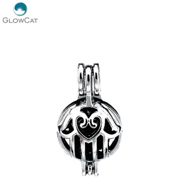 

K396 5pcs/lot Silver ASilver Alloy Bead Cage Faith Heart Wing Hamsa Hand Pendant Fairytale Party Essential Oil Diffuser