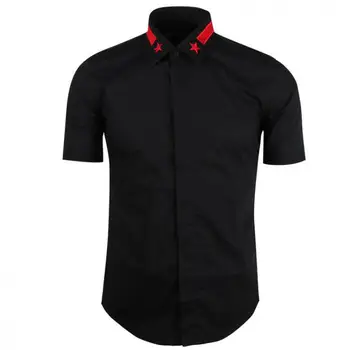 

Men Slim Fit Short Sleeve Mens Dress Shirts Casual Chemise Homme Marque Luxury Brand Men Shirt Star Embroidered Shirt M 2XL 3XL