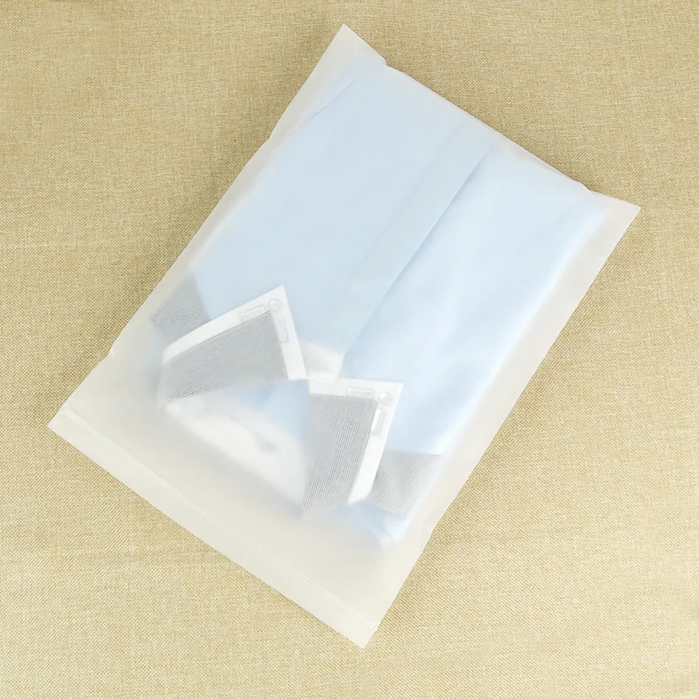 Resealable Matte Clear Plastic Zipped Clothes Package Pouches Storage Bags 