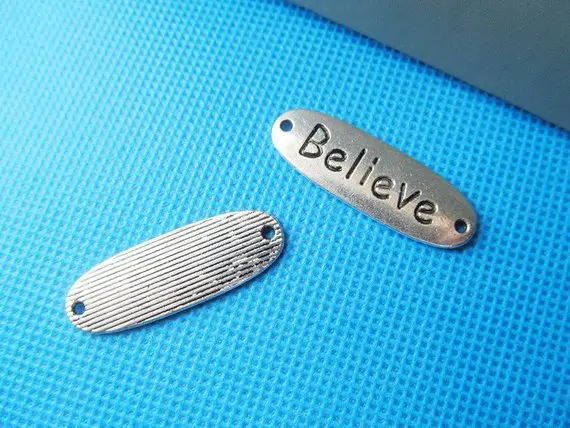 

100pcs Antique Silver tone/Antique Bronze Thick Heavy Oval Believe Connector Pendant Charm/Finding,Bracelet Charm,DIY Accessory