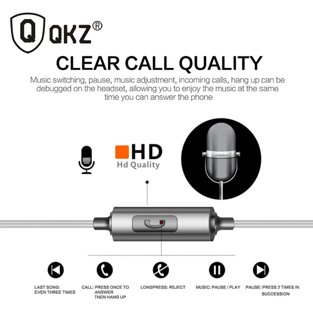 Наушники QKZ EQ1 fone de ouvido гарнитура auriculares audifonos Бас Металл DJ 4 цвета цинковый сплав