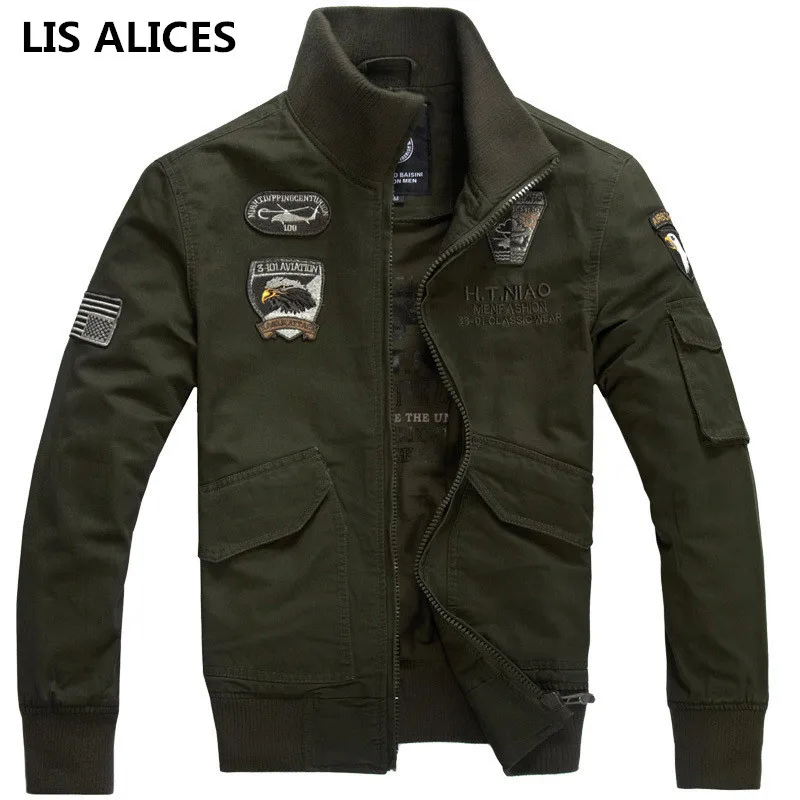 

LIS ALICES Military Jacket Men Winter Cotton Jacket Coat Army Pilot Jackets Air Force Cargo Coat Spring Slim type top quality