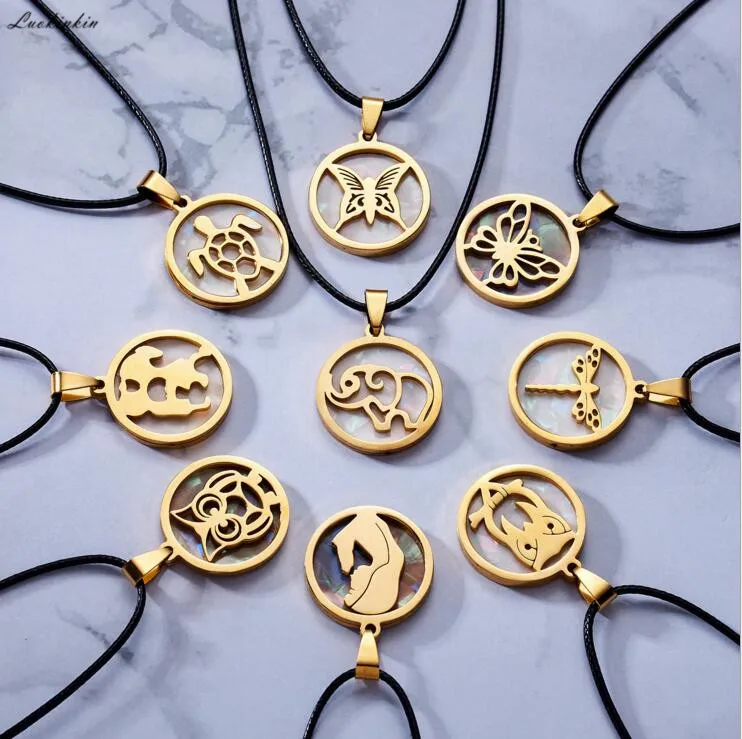 

9 kinds of golden circle alloy animals pendant rope necklace simple elegant necklace gifts for women fashion jewelry 2019 new