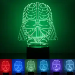 Креативный Модный 3D Визуальный светодиодный ночник Дарт Вейдер Звездные войны настольная лампа сенсорный USB пластиковая база ночное