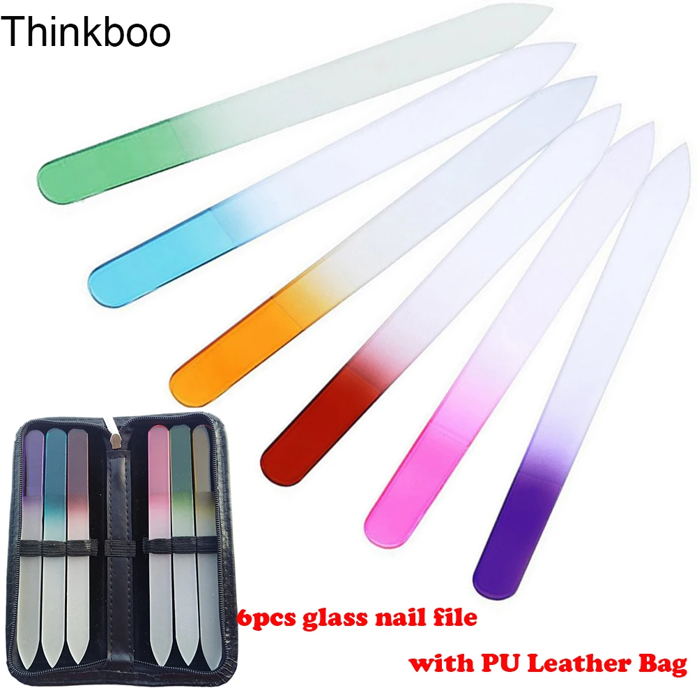 Thinkboo 6pcs mixed color Buffer Durable Crystal glass Nail File