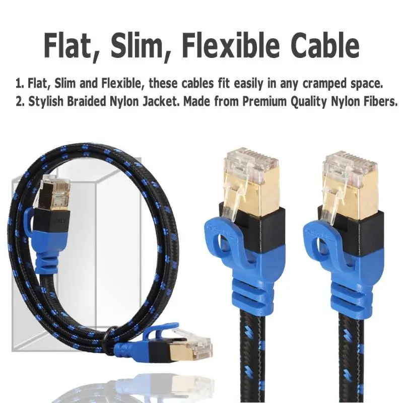 Плетеный Ethernet кабель 0 5 м/1 м/5 м провод RJ45 Cat7 стандартный локальной сети с