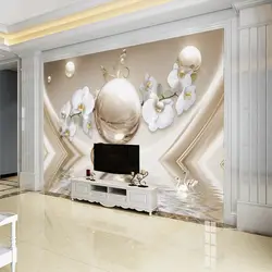 Beibehang 3D обои фрески на заказ гостиная спальня украшения дома 3D жемчужный орхидея воды шелк фрески обои