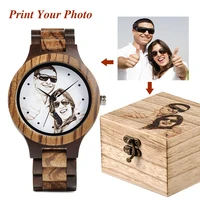 Custom LOGO Printing Your Own Photo Men Watch Unique Bamboo Wood Wristwatch Anniversary Christmas Gift For Lovers and Families 1