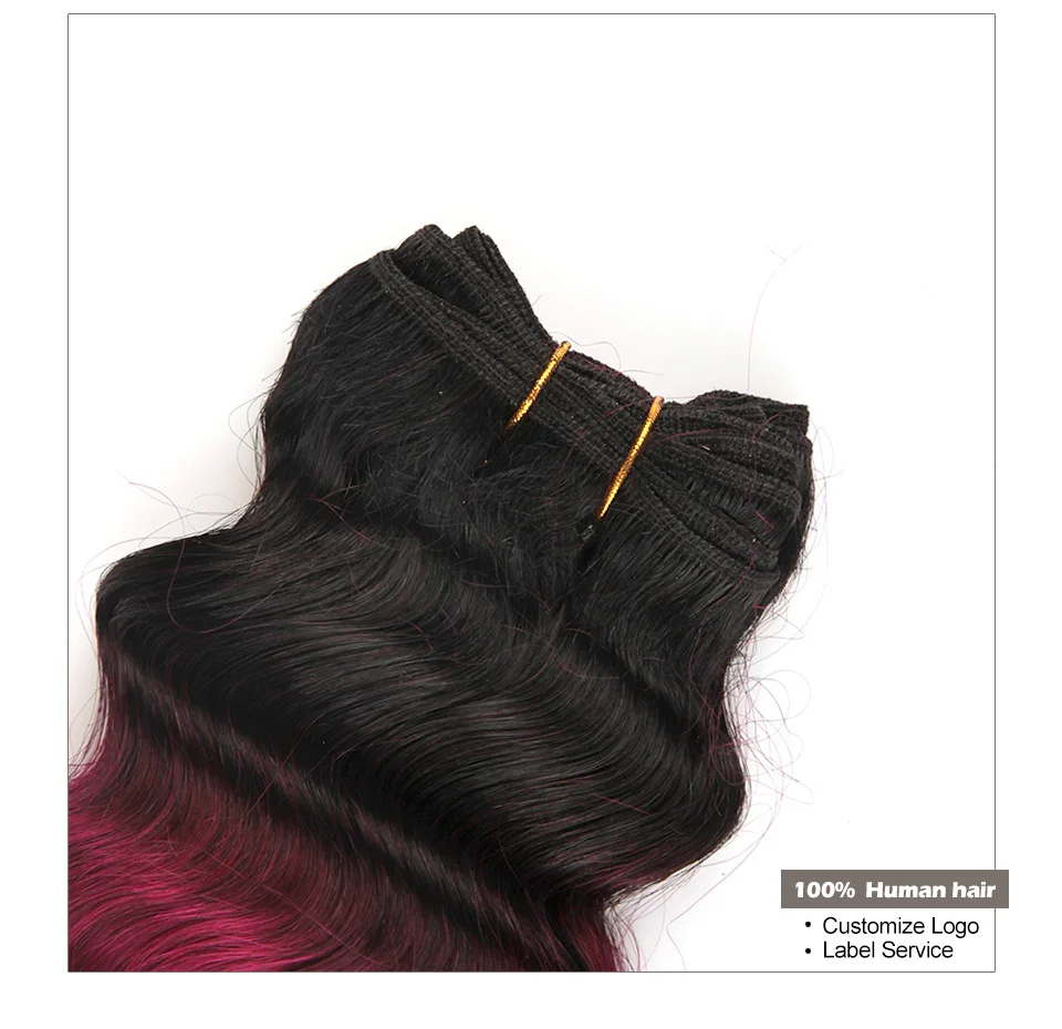 Hair Villa Brazilian Remy Loose Deep Hair Weave #1BBurg Colored Human Hair Bundles For Salon Low Ratio Longest Hair PCT 15% (21)