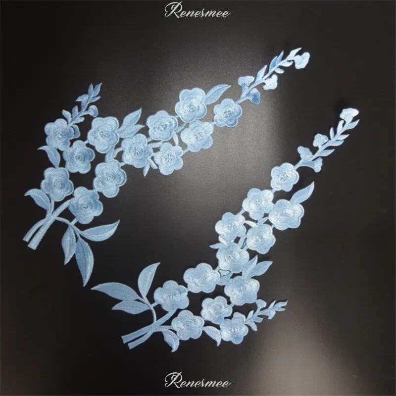 

1 Mirrow Pair Flower Pink Applique Clothing Embroidery Patch Fabric Sticker Iron On Patch Craft Sewing Repair 28.5X18cm SX119