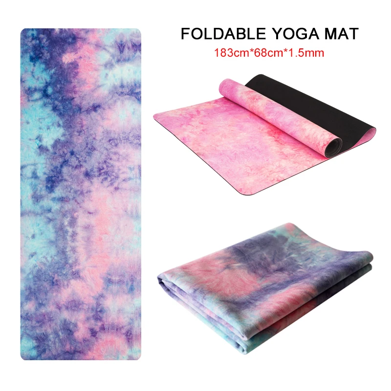 

Tie-dyed Natural Rubber Yoga Mat 1.5MM Colored Suede Antiskid Fitness Mat Dance 183*68CM Bodybuilding Yoga Training Supplies