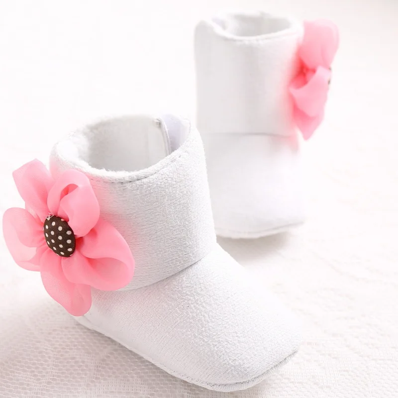 Baby Girl Boots White Kids Princess Infant Boots Booties Flower Suede