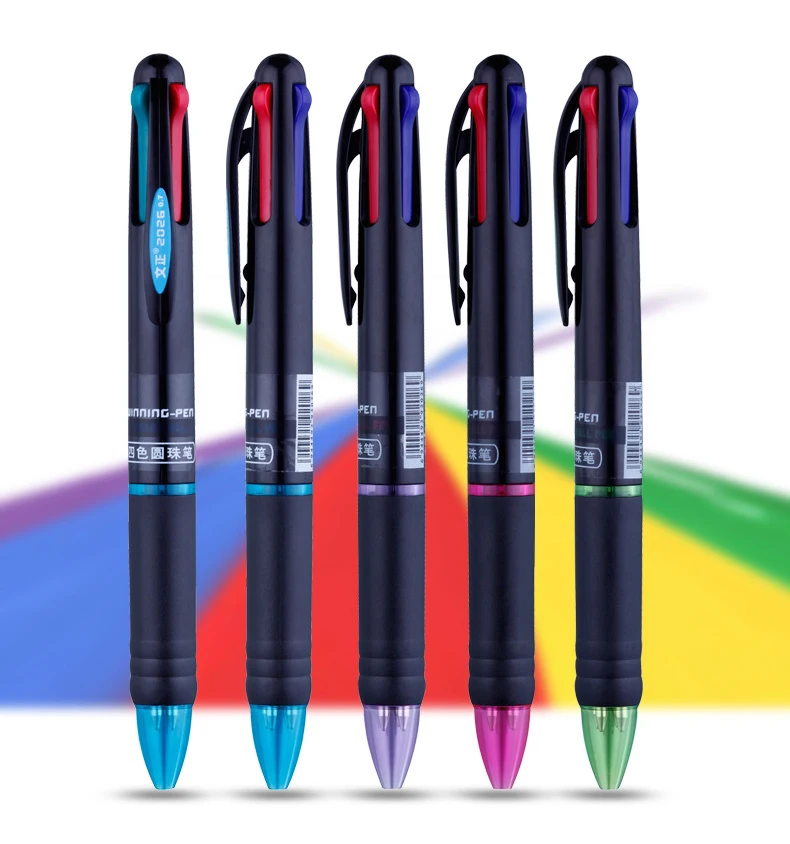 1 шт, 4 цвета чернил, креативная шариковая ручка, шариковая ручка офисная, деловая шариковая ручка, Студенческая подарочная ручка
