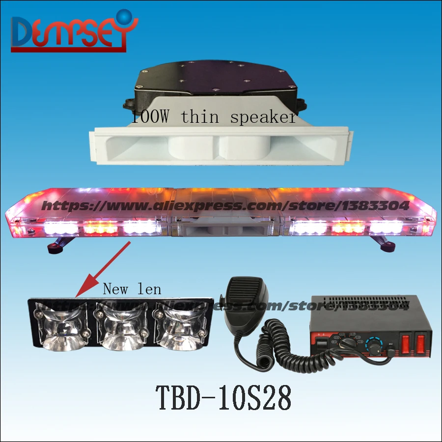 TBD-10S28 светодиодный аварийный Предупреждение лайтбар с 100 Вт динамик, лен футболки для малышей с изображением пожарной машины/предупредительные стробирующие сигналы для полицейских автомобиля, крыши синий/красный Предупреждение курсо указатель