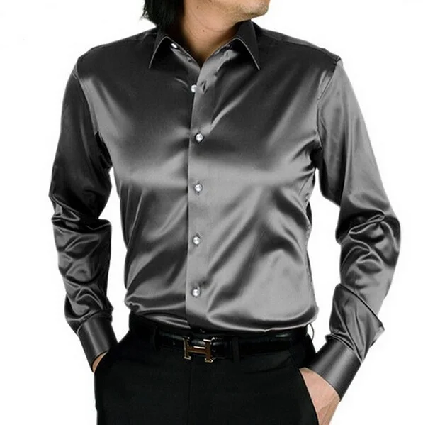 camisa social masculina seda