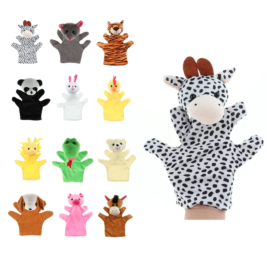 11 Kinds Big Hand Puppet Animal Plush Doll  9 Inch Soft Hand Puppets Imaginative Play Toy Kids Adults Party Favors Birthday Gift