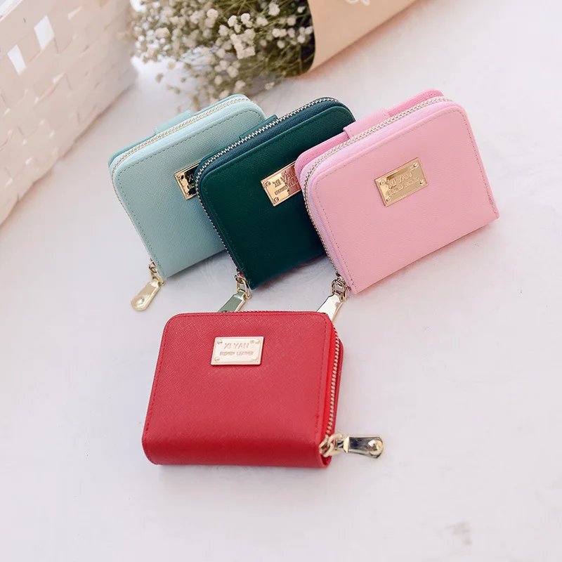 

Women's Zipper Buckle Short Wallet Candy Color Small Wallet Female Multi-card Position Coin Purse Card Holder Clutch Carteras