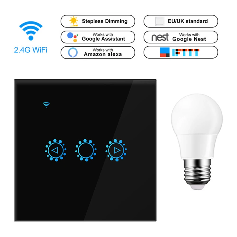 Светодиодный диммер 220 В/110 В Ewelink WiFi регулятор яркости освещения умный сенсорный выключатель света лампочка с регулированием яркости работа с Amazon Alexa Google Assistant - Цвет: EU or UK type