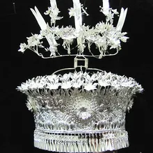 Красивая Китайская вышивка национальностей серебряные бокалы для вина головной убор/модель