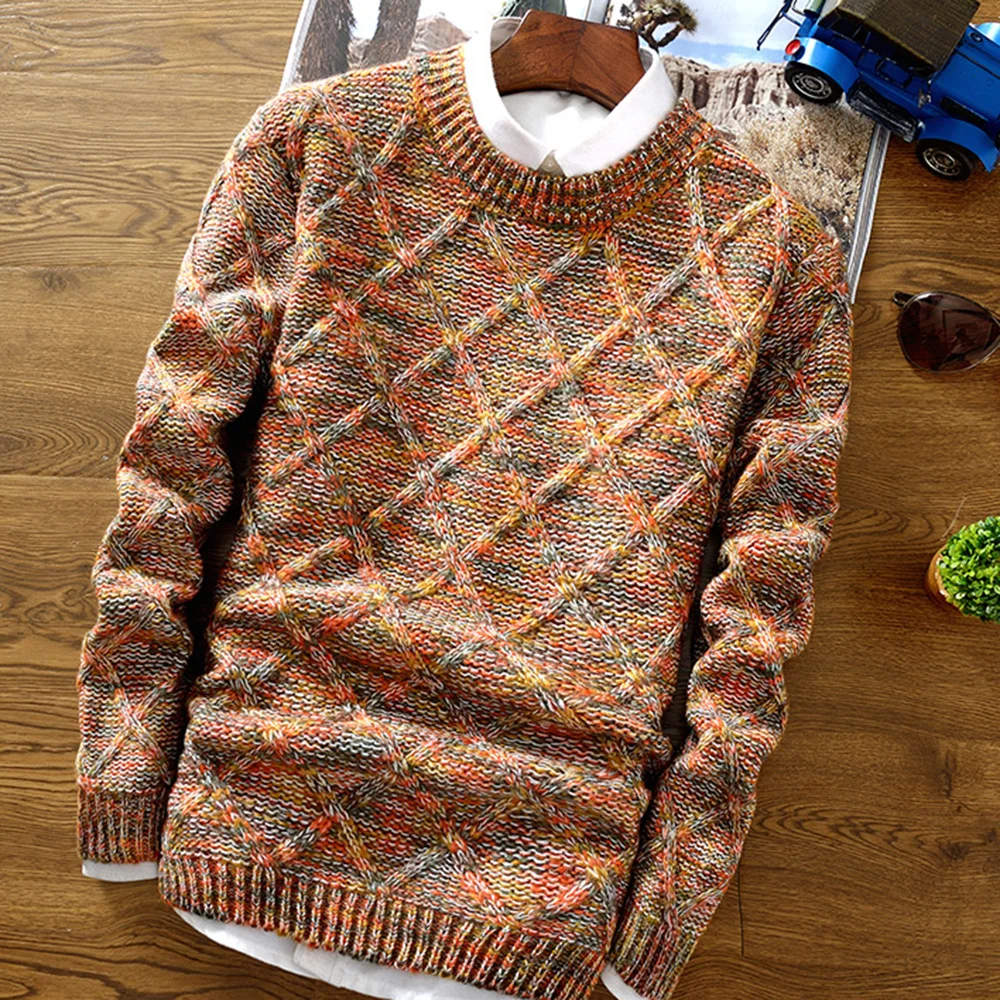 Мужской джемпер, зимний толстый вязаный тонкий пуловер, вязанный Топ 200-614