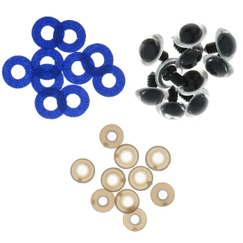 

10pcs 16mm Glittering Plastic Round Safety Eyes Glitter Nonwovens + Washers for Teddy Bear Plush Animal DIY Accessories - Blue