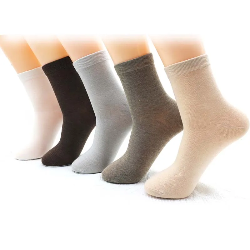 New Women's Bamboo Fiber Colorful Fashion Casual  Harajuku Solid Color Black White Cheap Socks Wholesale 5 Pairs heated socks for women Women's Socks