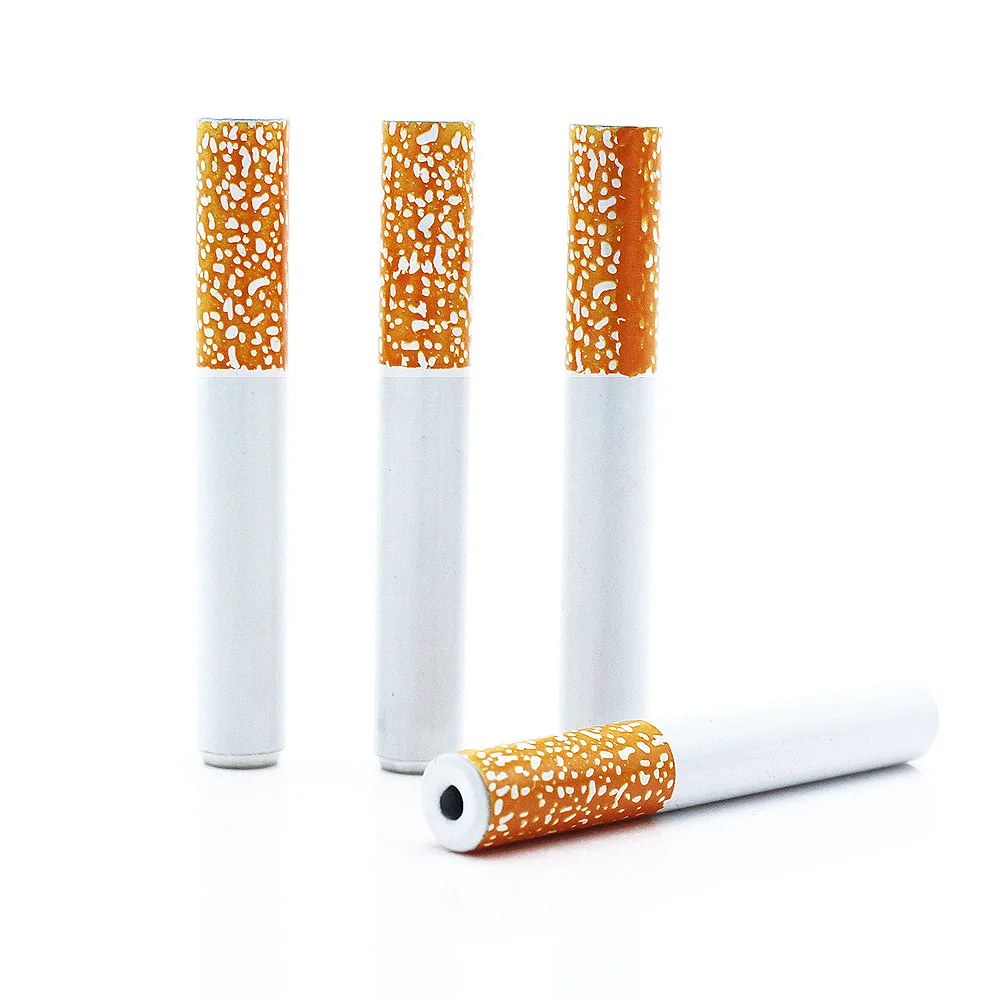 Portable Cigarette Shape Accessories Tobacco Shisha Pipes Sniffer Metal Mini Smoking Pipe |