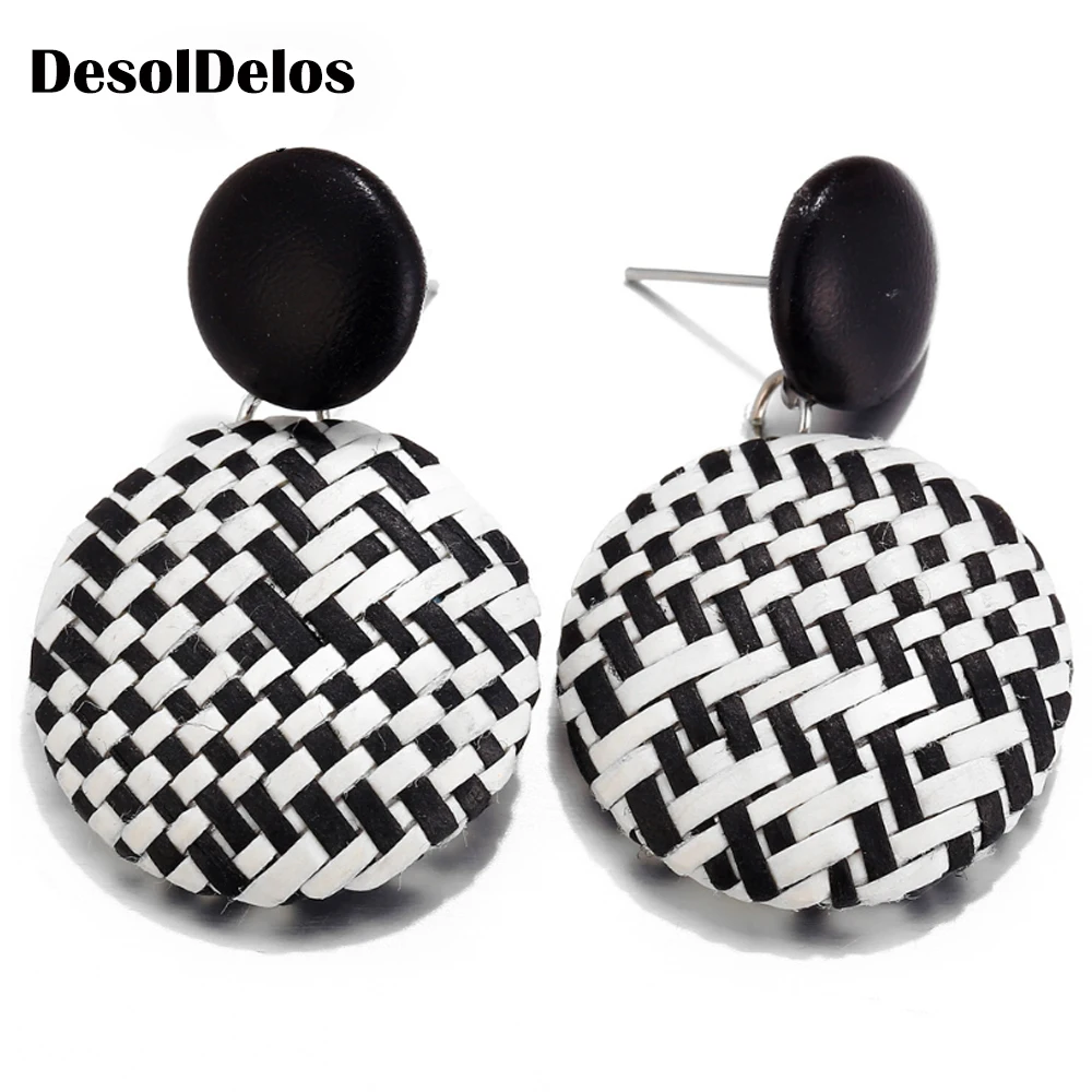 

Bohemia Rattan Weave Braided Drop Earring For Women Geometric Round Fashion Dangle Earrings Pendientes Jewelry 2019 New