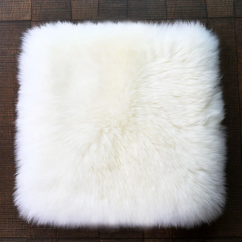 Selected New Zealand long hair genuine sheepskin rug 40*40cm white