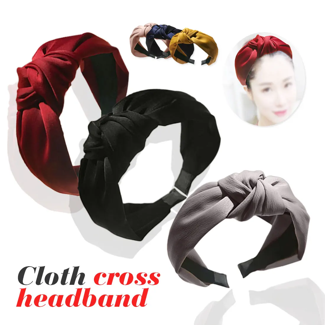 

Fashion knotted headscarf Korean wide side fabric cross simple adult age reducing jewelry