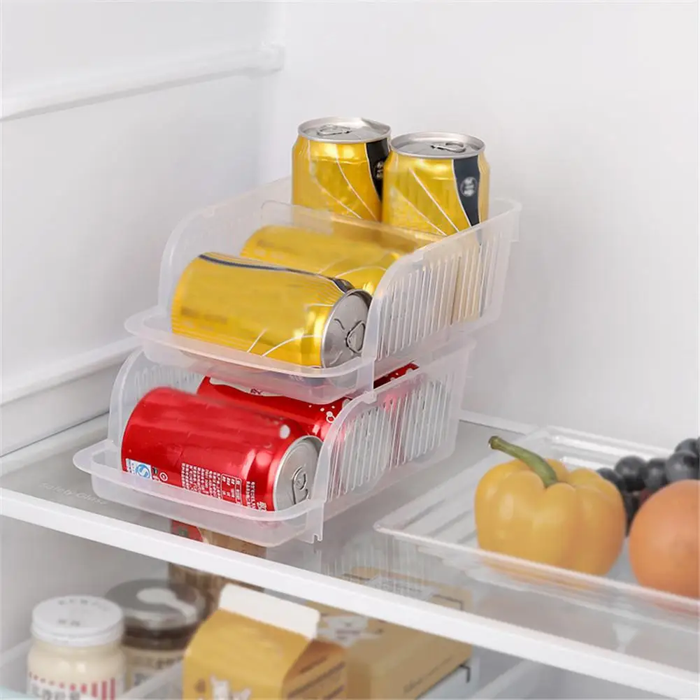 

Durable Beer Soda Coke Drink Can Storage Rack Box Cans Fridge Drink Bottle Holder Refrigeration Kitchen Organizer Food Containe