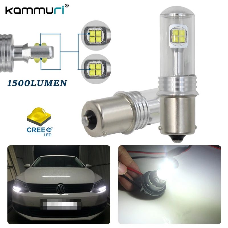 Volkswagen Jetta Daytime DRL Light 2x Error Free White CREE LED Bulbs For 2011