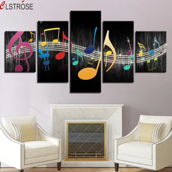 

CLSTROSE Modular Canvas Pictures Living Room Wall Art Home Decor Framework 5 Pieces Color Music Notes Paintings Modern HD Prints
