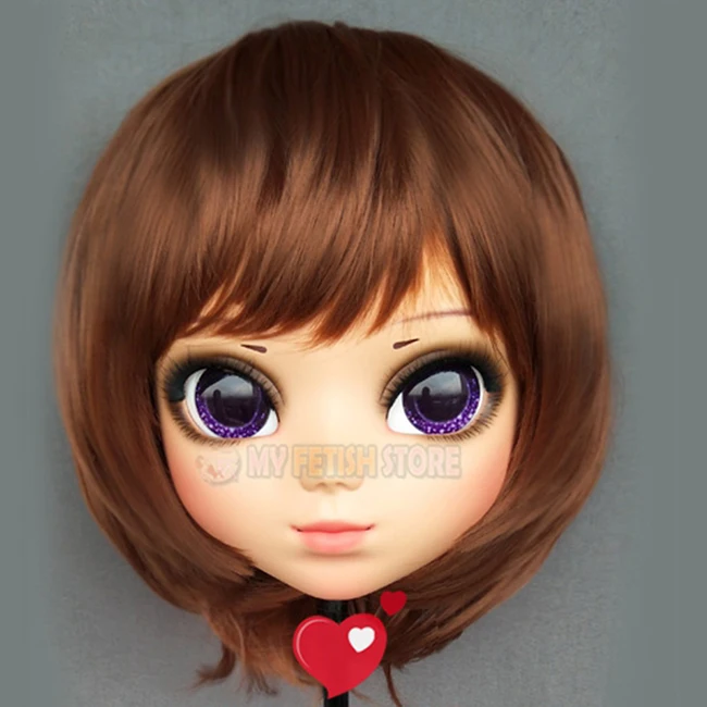 (P 03) Женская милая девочка каучуковая полуголовая маска кигуруми с BJD глазами