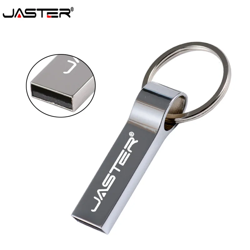 JASTER металлический флеш-диск USB 2,0 из нержавеющей стали 4 ГБ 8 ГБ 16 ГБ 32 ГБ 64 Гб 128 ГБ флеш-накопитель флешки карта памяти с брелком