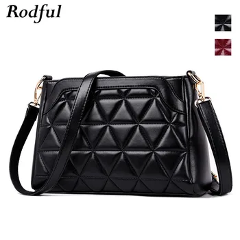 

Rodful New black small crossbody messenger bag women's plaid quilted leather shoulder bag women luxury handbags sac a main femme