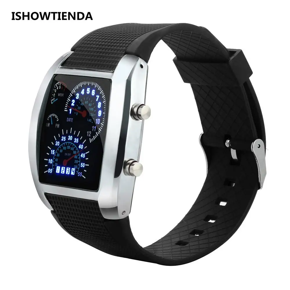 

2019 Digital Watch Men Turbo clock Dial Flash LED Watch Men Best Gift Car Meter Digital Men's Watches relogio masculino