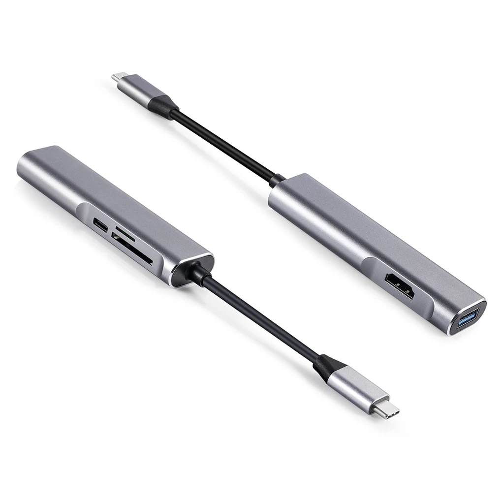 Алюминиевый сплав HD type-C концентратор адаптер USB-C концентратор адаптер док-станция 5 в 1 концентратор SD/TF кард-ридер адаптер питания