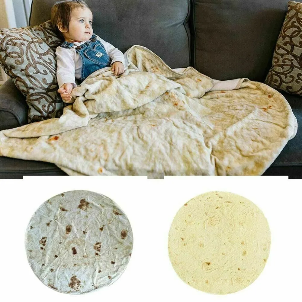 

Tortilla Soft Fleece Throw Blanket Printing Tortilla de Harina Burrito Blanket Round and Square Shape home textile Decor Blanket