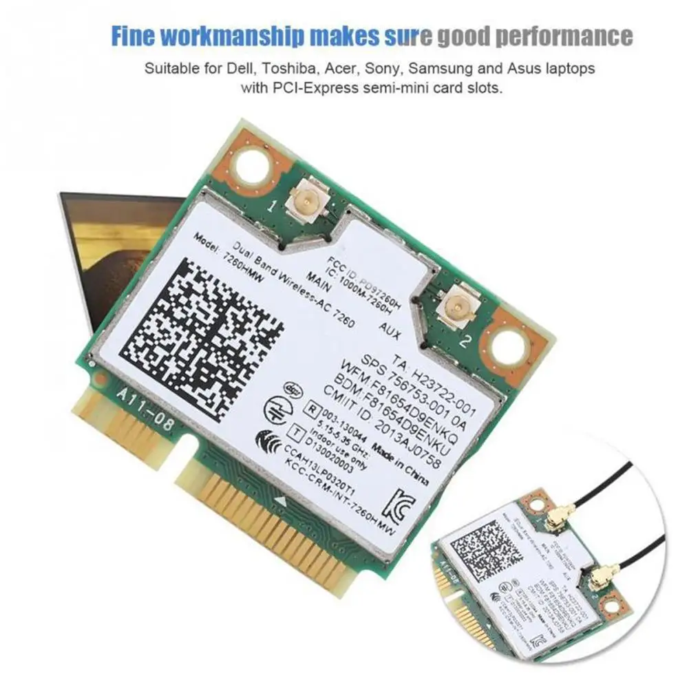 Двухдиапазонный модуль беспроводной сетевой карты AC 7260 для Intel 7260HMW 7260AC 2,4G/5 Ghz WiFi карта Wi-Fi+ Bluetooth 4,0 адаптер